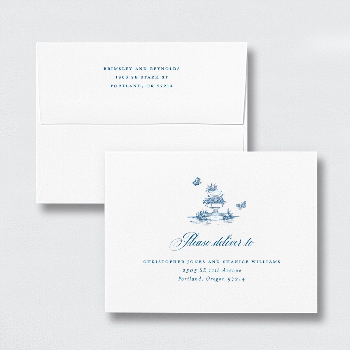 Elegant Antique Toile Frame Save the Date Magnet Envelopes by Bridgerton White Standard Cruise Both Recipient and Return Addresses Signature