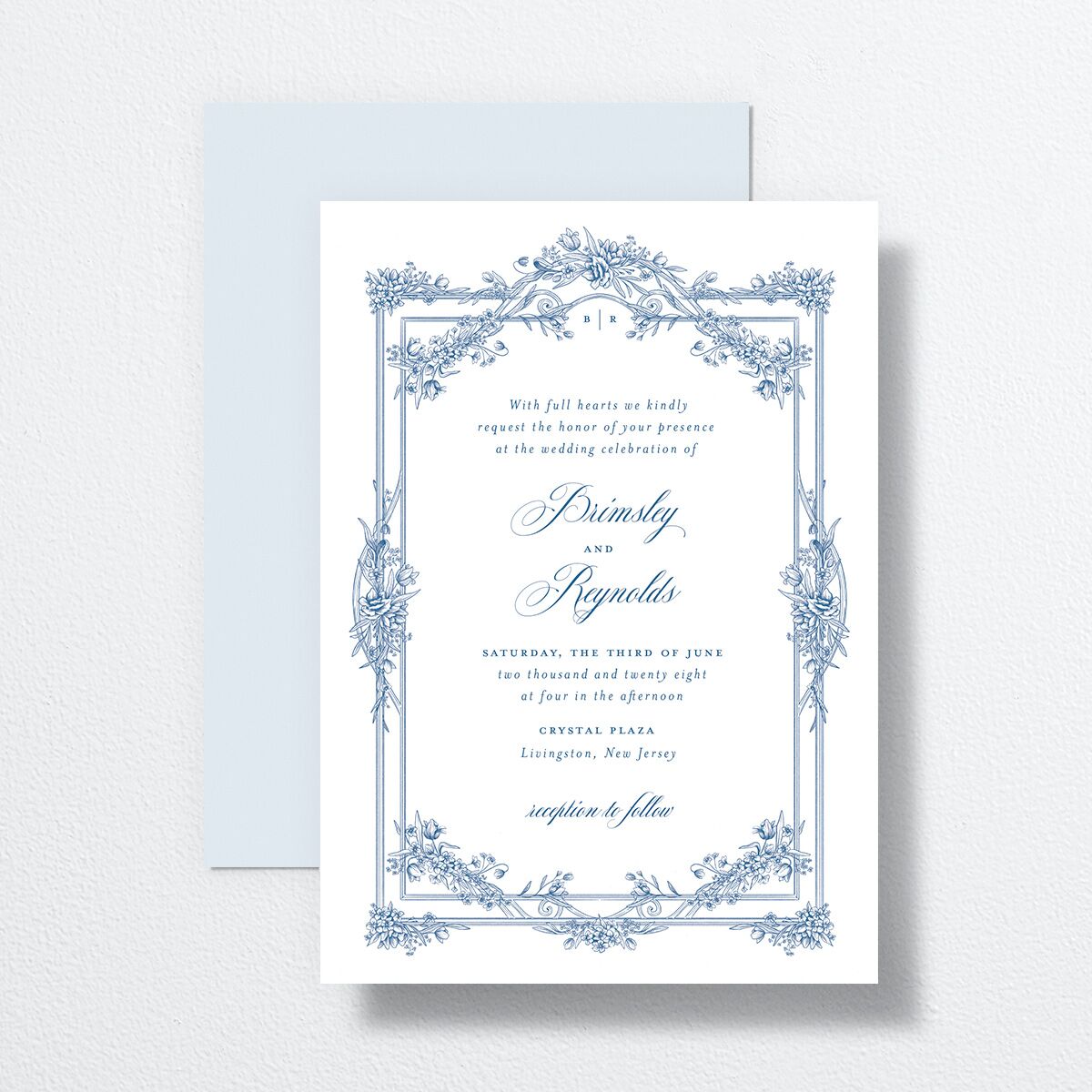 Elegant Antique Toile Frame Wedding Invitations by Bridgerton Cruise Signature No Standard