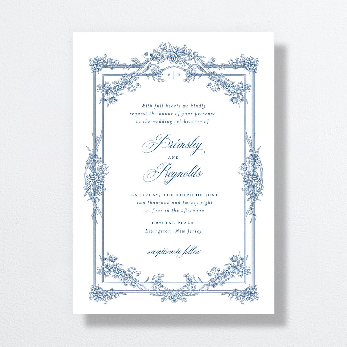 Elegant Antique Toile Frame Wedding Invitations by Bridgerton Cruise Signature No Standard