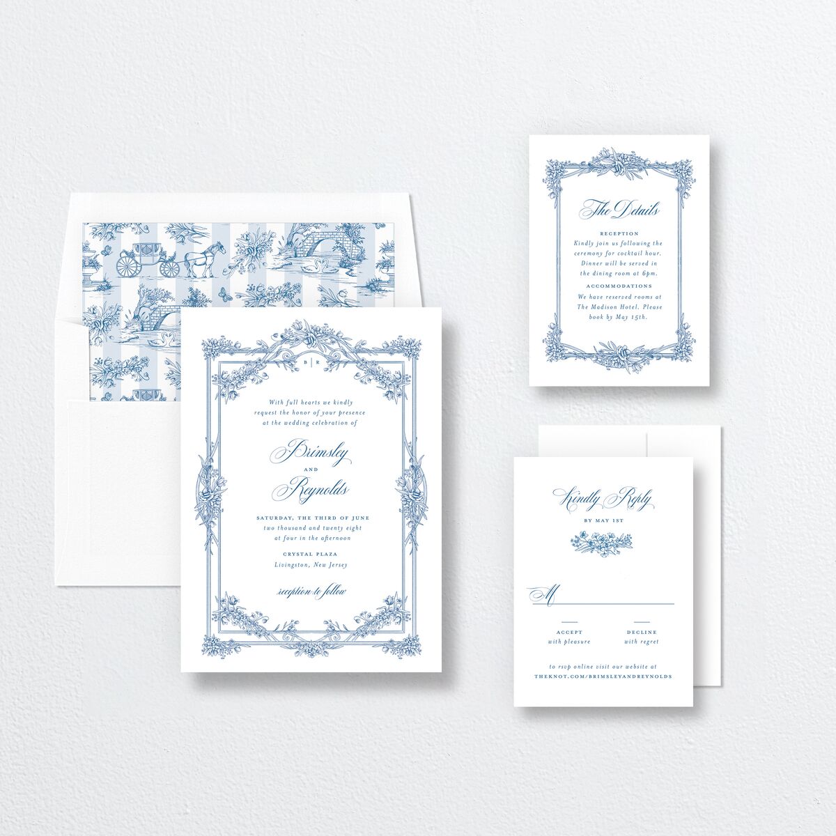 Elegant Antique Toile Frame Wedding Invitations by Bridgerton Cruise Signature No Standard