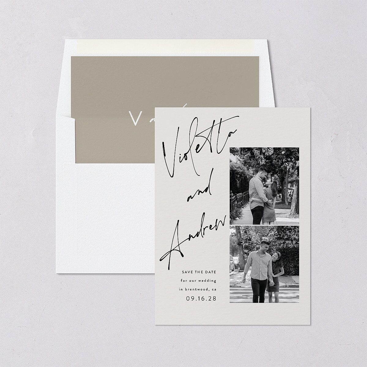 Signed Save The Date Cards Licorice Signature smooth Blank No