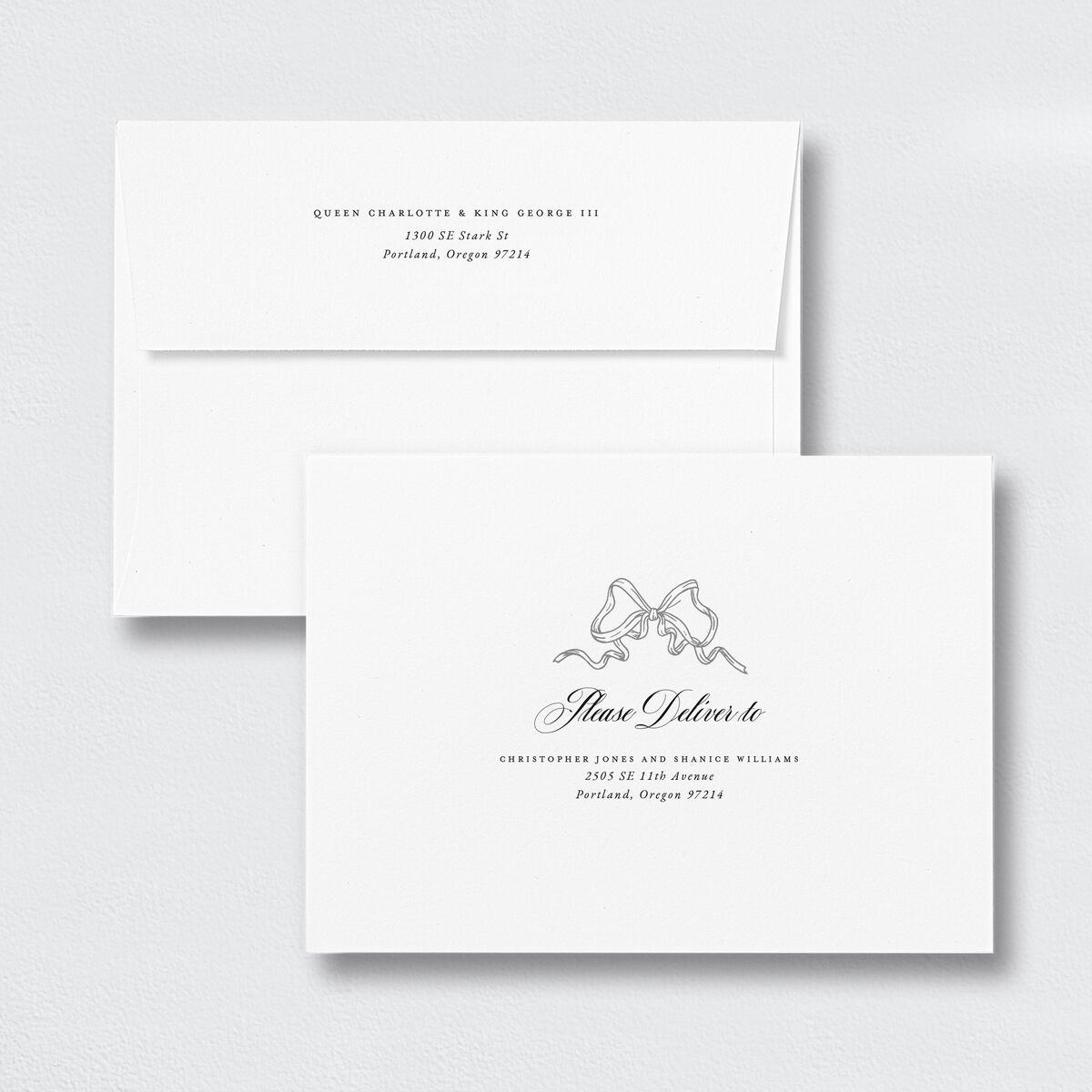Rose Garden Crest Bridal Shower Invitation Envelopes White Standard Pure White Both Recipient and Return Addresses Signature