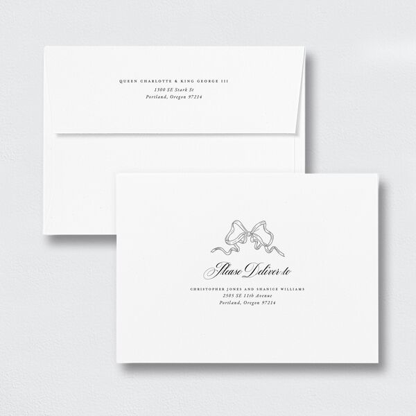 Rose Garden Crest Bridal Shower Invitation Envelopes White Standard Pure White Both Recipient and Return Addresses Signature