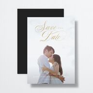 Rose Garden Crest Save the Date Cards by Bridgerton Gold Pure White Signature smooth No