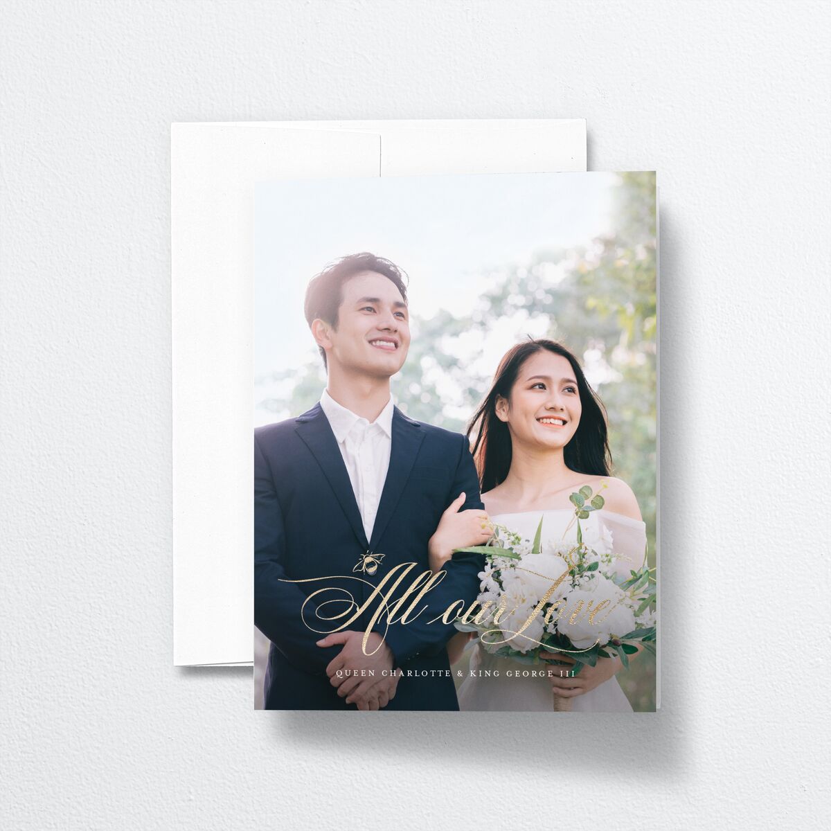 Rose Garden Crest Thank You Cards by Bridgerton Gold Pure White