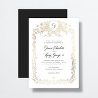 Rose Garden Crest Wedding Invitations by Bridgerton Gold Pure White Signature No