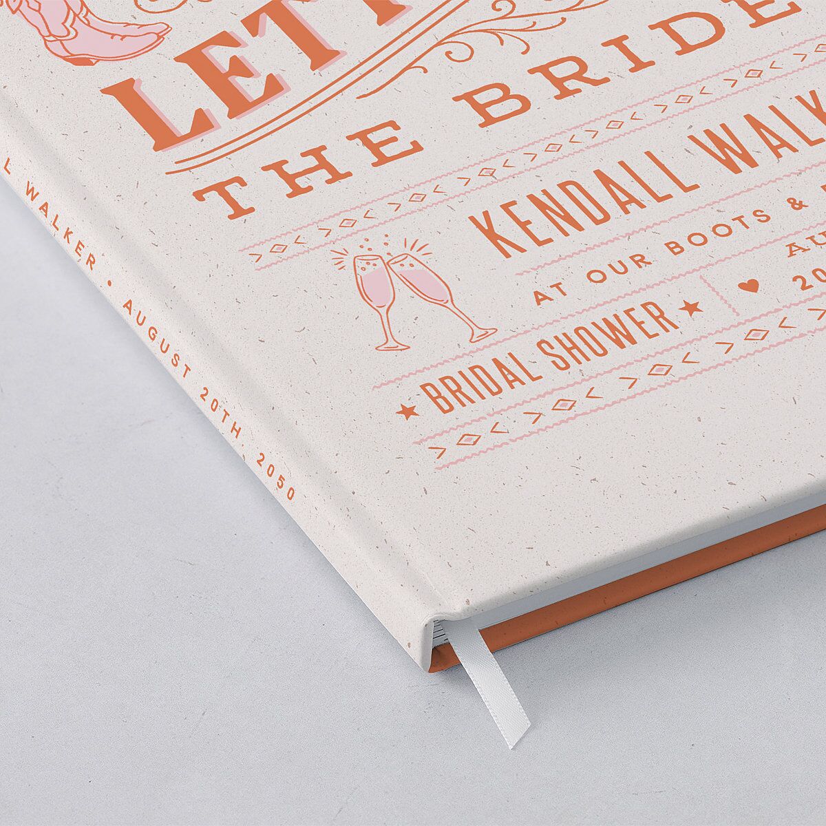 Boots and Bubbly Western I Do BBQ Bridal Shower Guest Books Soft Peach