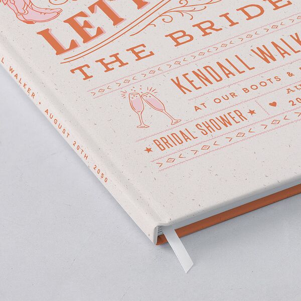 Boots and Bubbly Western I Do BBQ Bridal Shower Guest Books Soft Peach