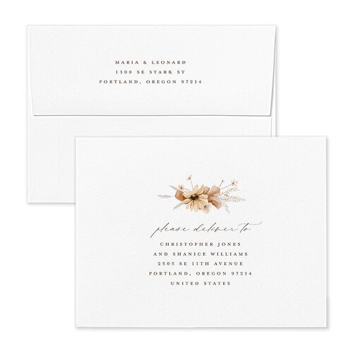 Bohemian Garden Save the Date Petite Card Envelopes White Cream Both Recipient and Return Addresses Signature Standard