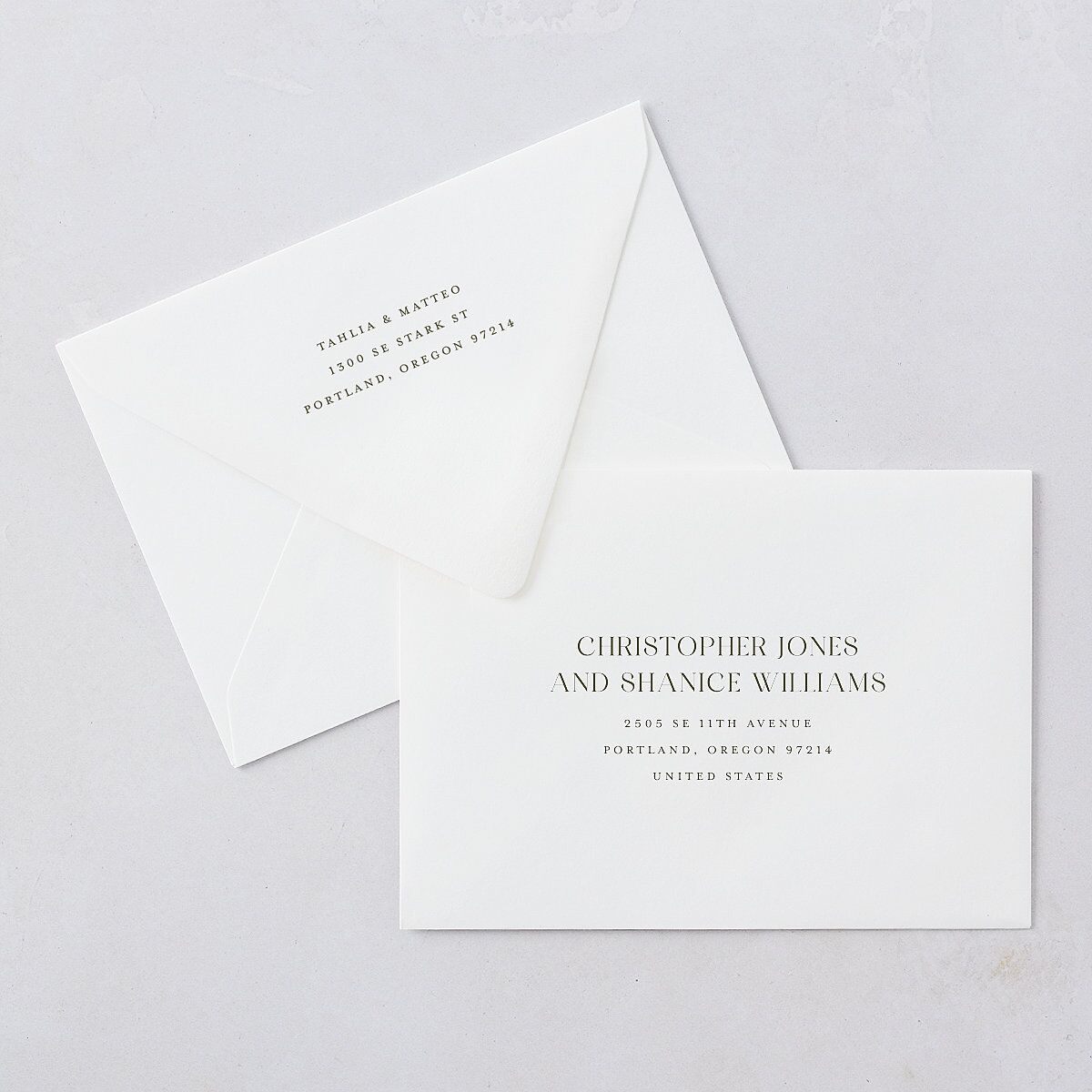 Elegant Sidebar Images Save The Date Card Euro Envelopes White Thyme Both Recipient and Return Addresses Luxe Signature