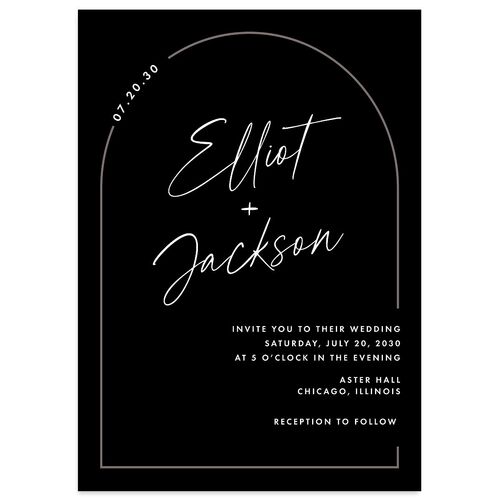 Scripted Arch Wedding Invitations Midnight Signature Blank No Standard