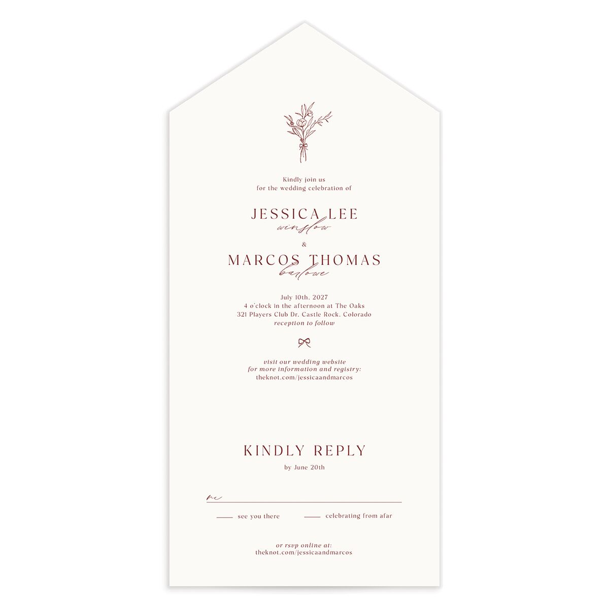 Simple Boho Flowers All-in-One Wedding Invitations