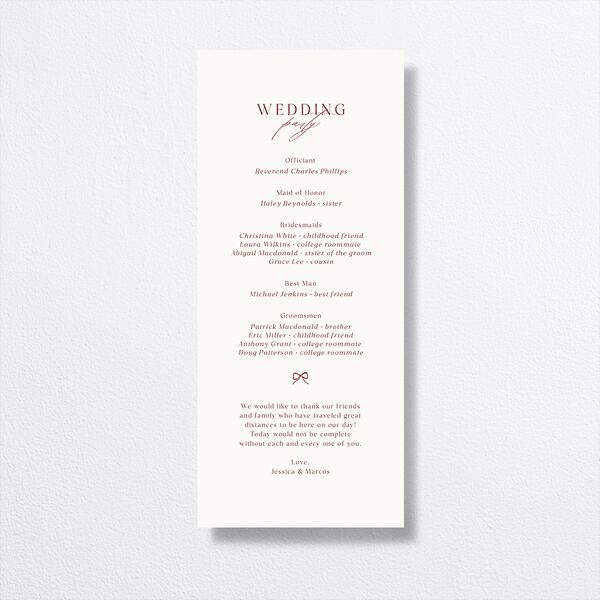Simple Boho Flowers Wedding Programs Raspberry Signature
