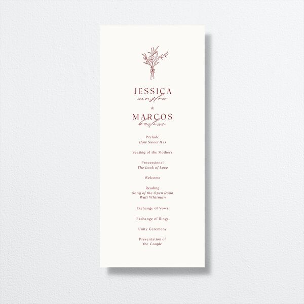 Simple Boho Flowers Wedding Programs Raspberry Signature