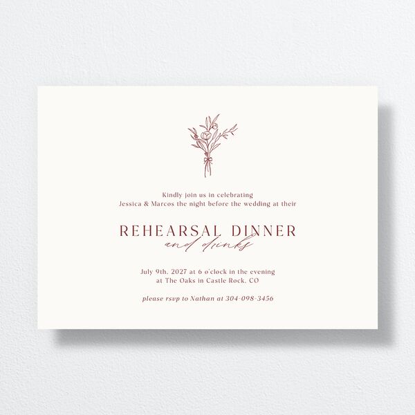Simple Boho Flowers Rehearsal Dinner Invitations Raspberry Signature