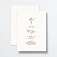 Simple Boho Flowers Wedding Invitations Raspberry Signature No