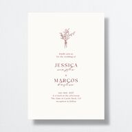 Simple Boho Flowers Wedding Invitations Raspberry Signature No