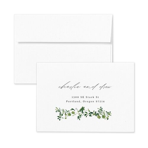 Simple Vine Response Card Envelopes Rose Charcoal Return Address Signature Standard