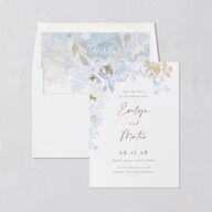 Hydrangea Garden Save The Date Cards Gold Slate Signature smooth Blank No Standard