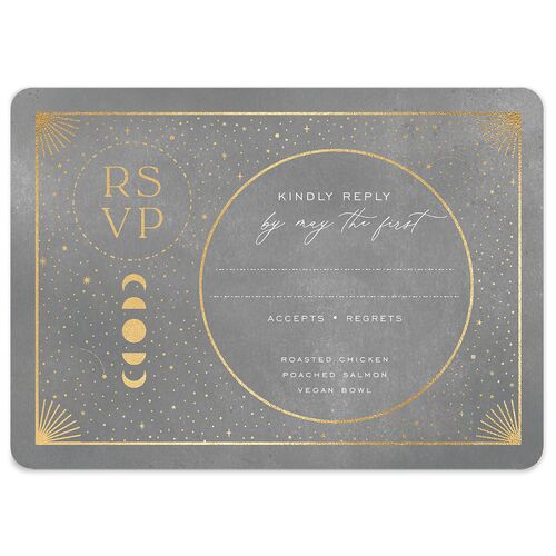 Written In The Stars Wedding Response Cards Gold Midnight Signature Rounded
