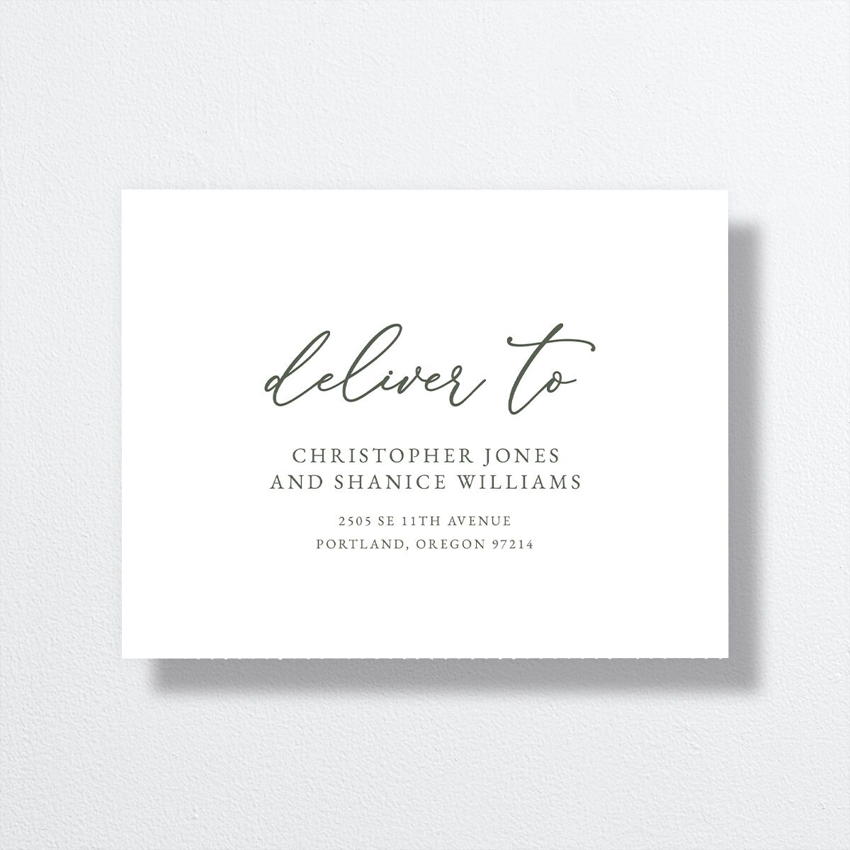 Romantic Photo All-in-One Wedding Invitations Hunter Green Signature Light Both Recipient and Return Addresses No