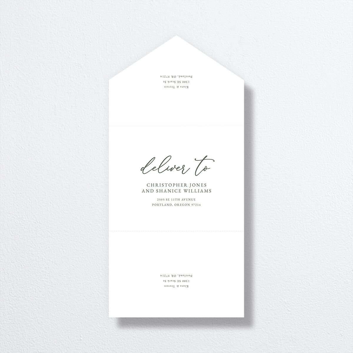 Romantic Photo All-in-One Wedding Invitations Hunter Green Signature Light Both Recipient and Return Addresses No