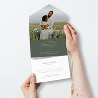 Romantic Photo All-in-One Wedding Invitations Hunter Green Signature Light Both Recipient and Return Addresses No