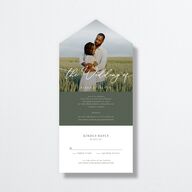 Romantic Photo All-in-One Wedding Invitations Hunter Green Signature Light Both Recipient and Return Addresses No