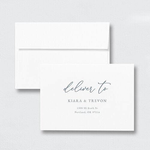 Romantic Photo Response Card Envelopes White Standard Dusty Blue Return Address Signature