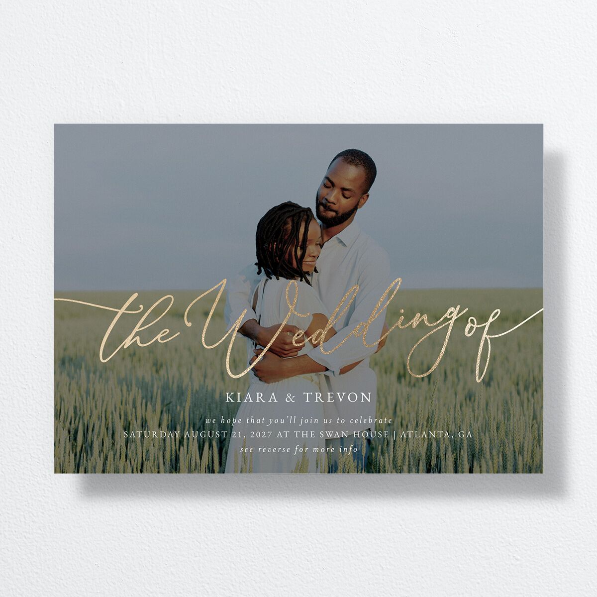 Romantic Photo Wedding Invitations Gold Hunter Green Signature No