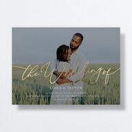 Romantic Photo Wedding Invitations Gold Hunter Green Signature No