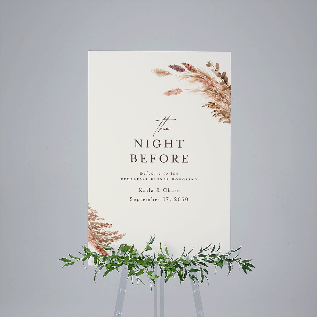 The Night Before Soft Pampas Standard Welcome Sign Large Sepia Standard Indoor Foam Core L Welcome