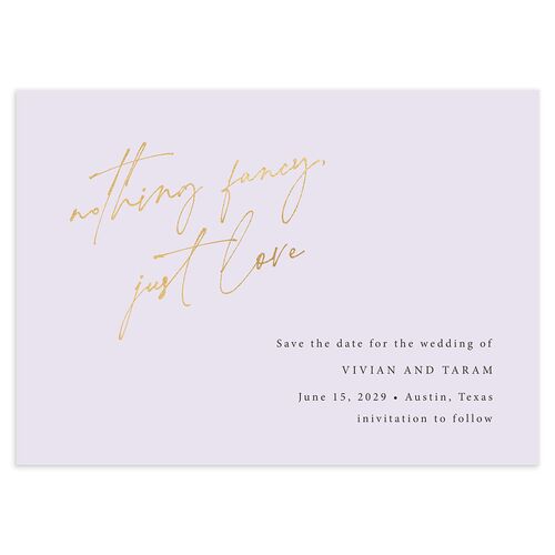 Just Love Save the Date Cards Gold Sheer Lilac Signature smooth Blank No Standard