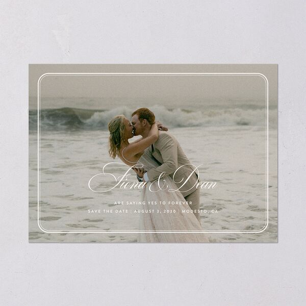 Vintage Retro Border Save the Date Cards Off-White Signature smooth Blank No Standard
