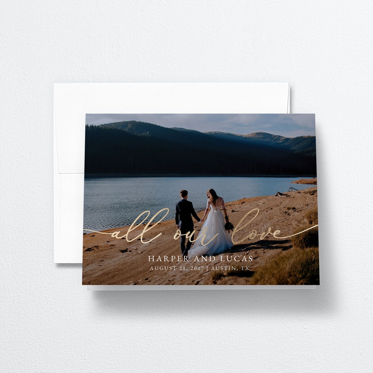 Gilded Photo Thank You Cards Gold Midnight Navy