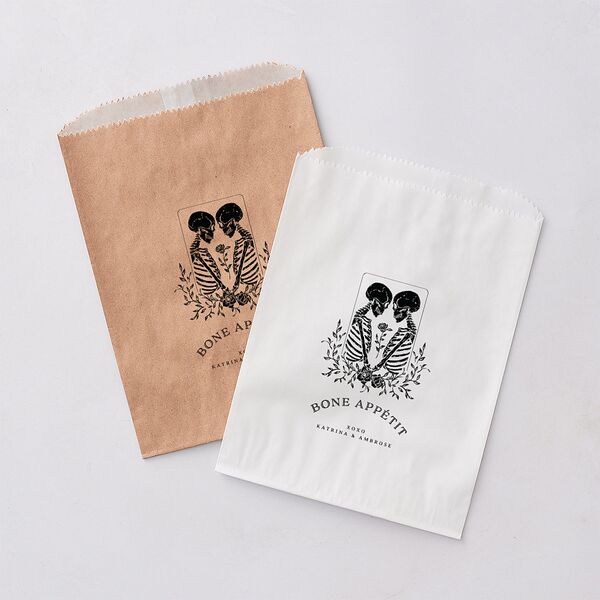 Skeleton Spirits Wedding Day Paper Favor Bags White Licorice Wax-Lined Food Safe Paper