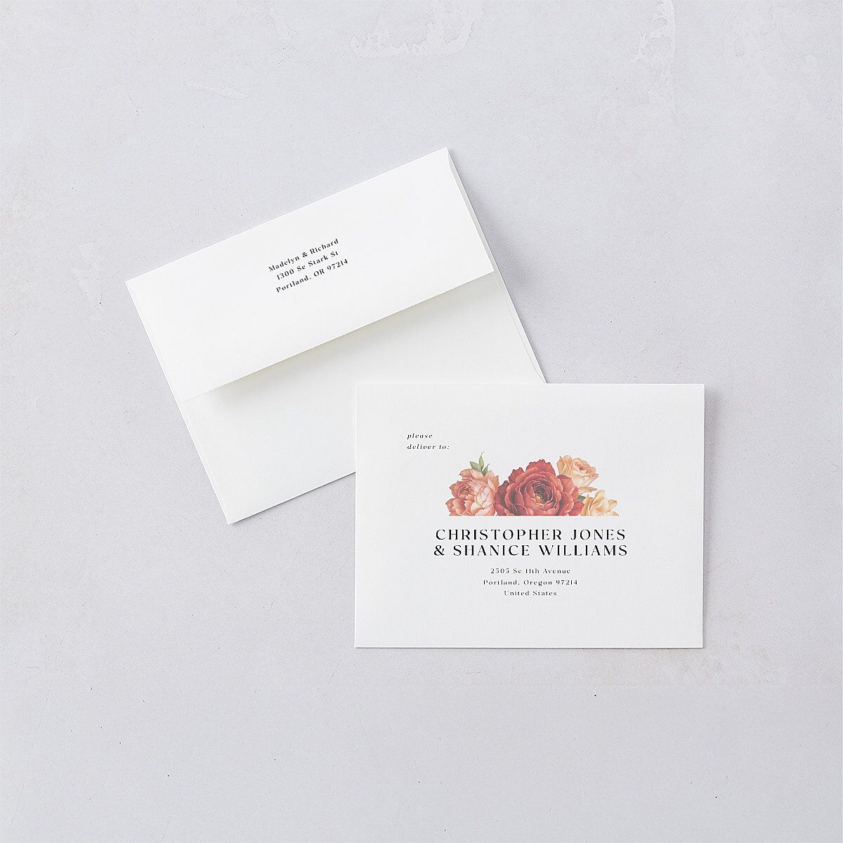 Vintage Awkward Photo Hearts Save the Date Petite Card Envelopes White Barely Peach Both Recipient and Return Addresses Signature Standard