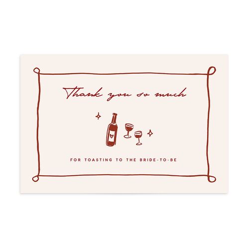 Hand Drawn Cake Bridal Shower Thank You Postcards Red Clay