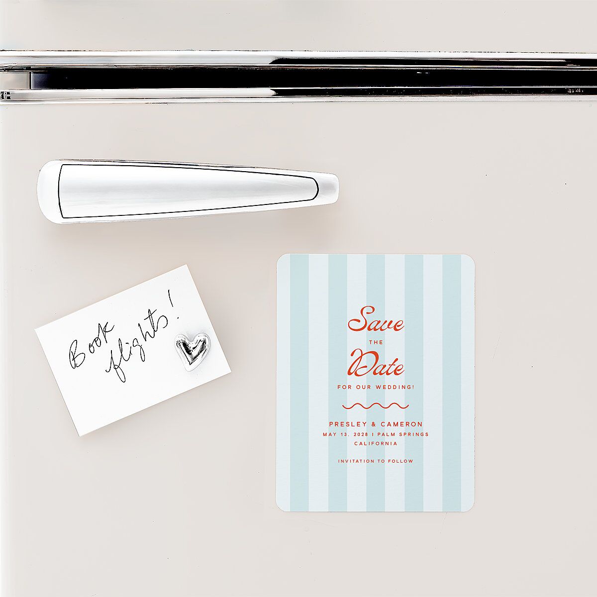 Cabana Stripes Save The Date Magnets Pastel Blue Magnet Paper
