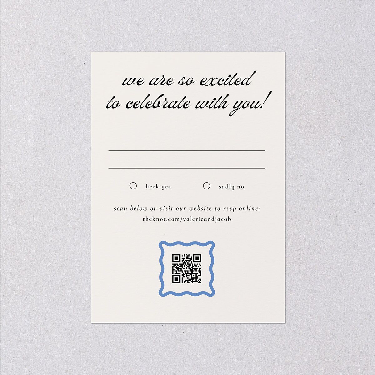 Wavy Frame Photo Wedding Response Cards Sea Blue Signature Standard