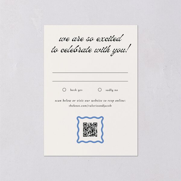 Wavy Frame Photo Wedding Response Cards Sea Blue Signature Standard