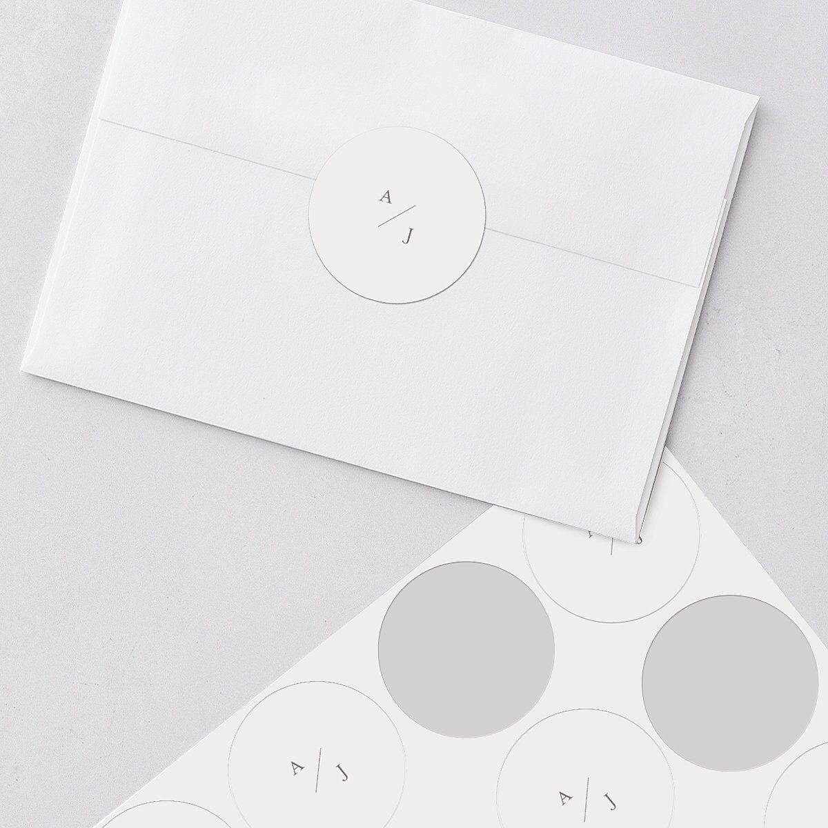 Minimal Wildflower Wedding Stickers Off-White Circle