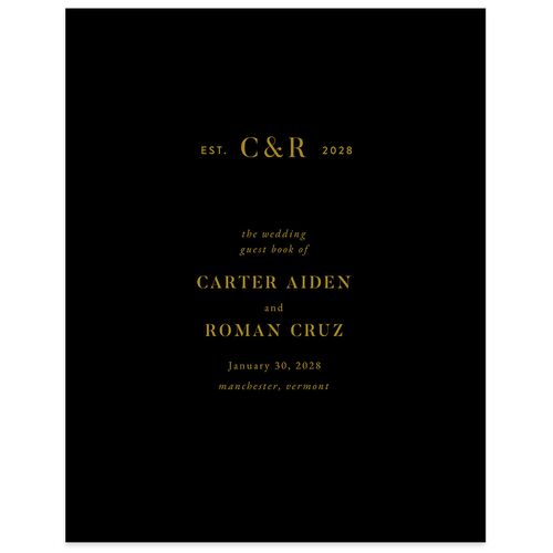 Luxe Monogram Guest Books Midnight