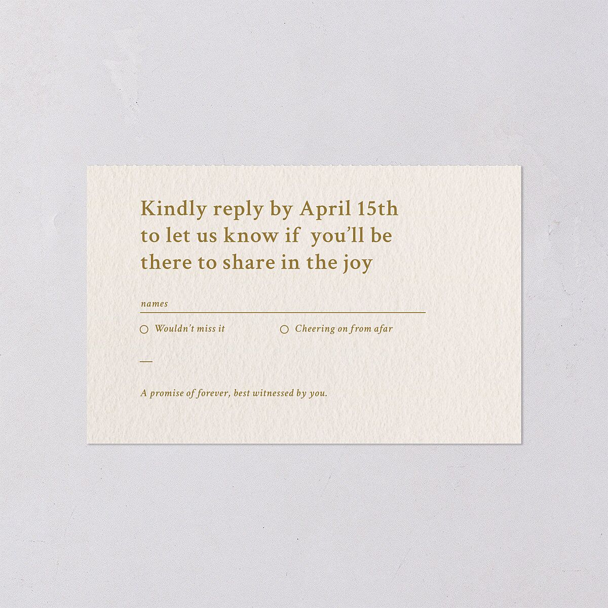 Elegant Typography All-in-One Wedding Invitations Gold Signature Light Both Recipient and Return Addresses No
