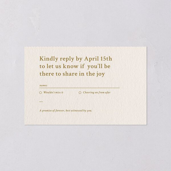 Elegant Typography All-in-One Wedding Invitations Gold Signature Light Both Recipient and Return Addresses No