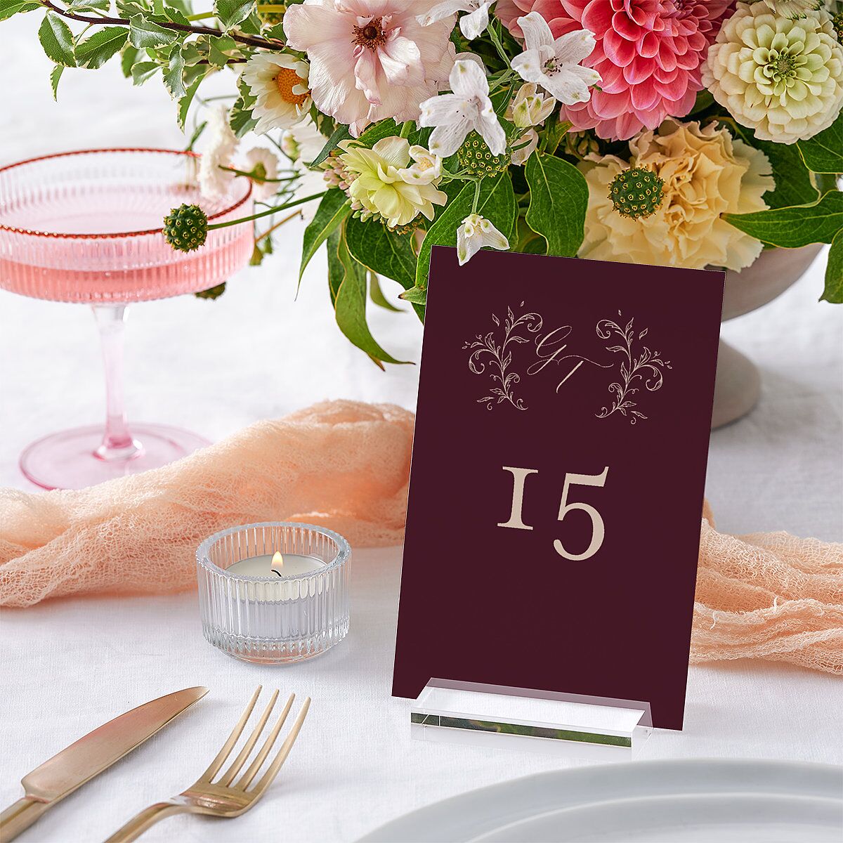 Dark Vintage Fantasy Table Numbers Merlot Signature