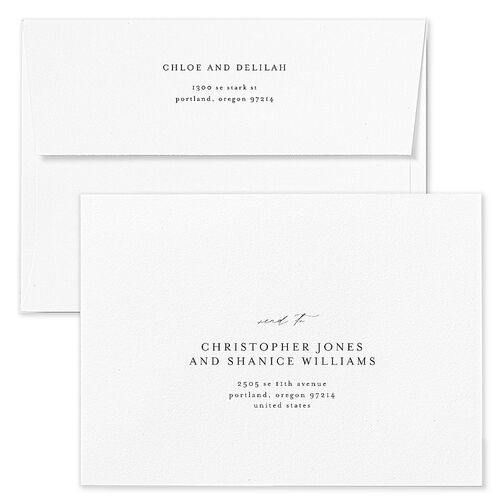 Dainty Heart Wedding Invitation Envelopes Off-White Blue Recipient Address Standard Signature