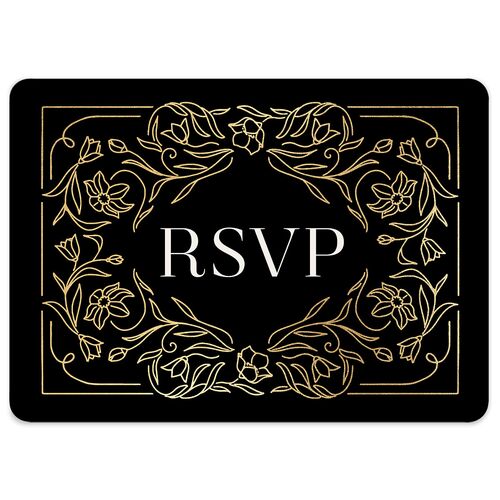 Floral Opulence Foil Wedding Response Cards Gold Champagne Signature Rounded