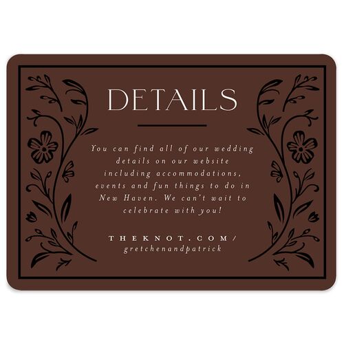 Ornate Storybook Wedding Event Detail Cards Chocolate Signature Rounded