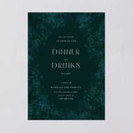 Moonlit Garden Rehearsal Dinner Invitations Dark Green Signature Blank
